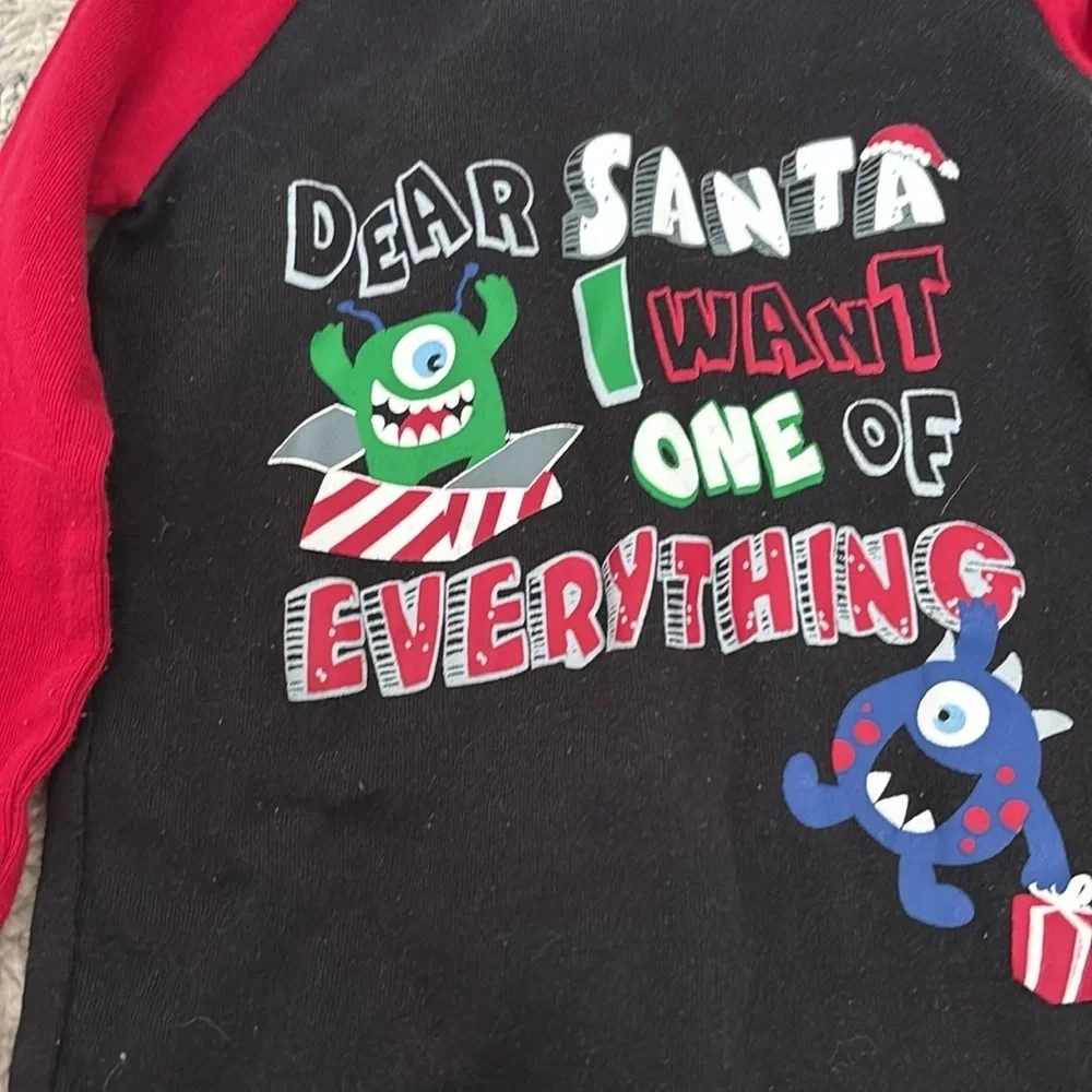 3T long sleeve Christmas shirt “Dear Santa I want one of EVERYTHING” black & red